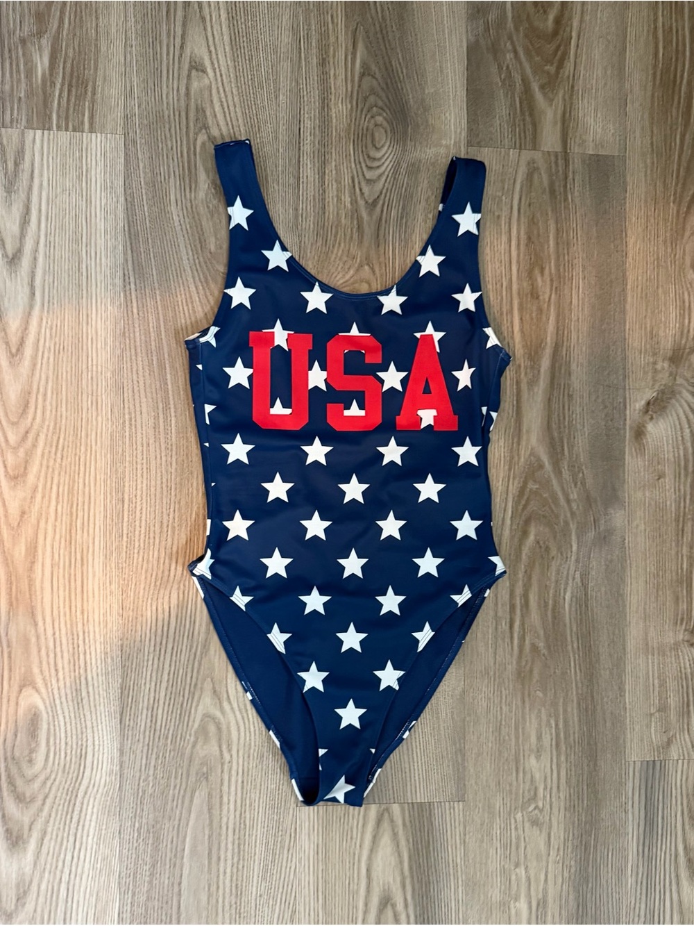 H&M Navy Blue Star One-Piece Swimsuit with Red USA Letters